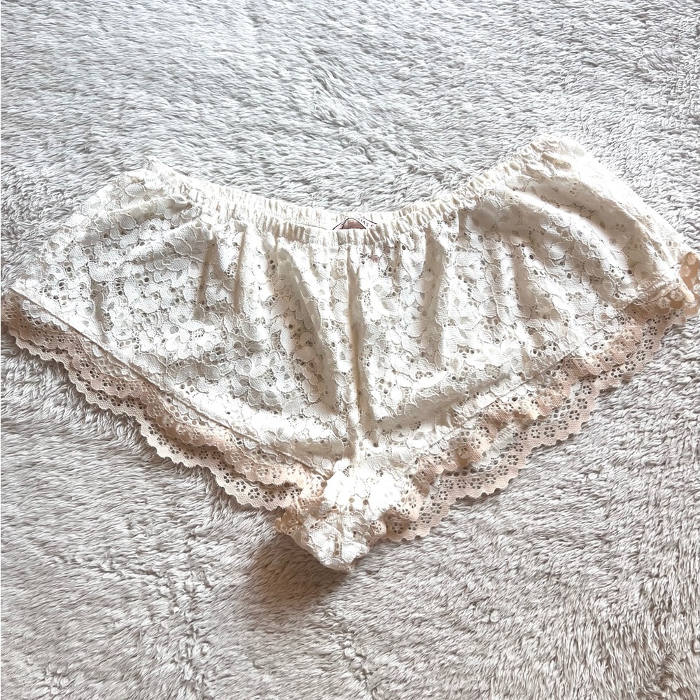 Victoria's Secret Cream Lace Trim Pajama Shorts